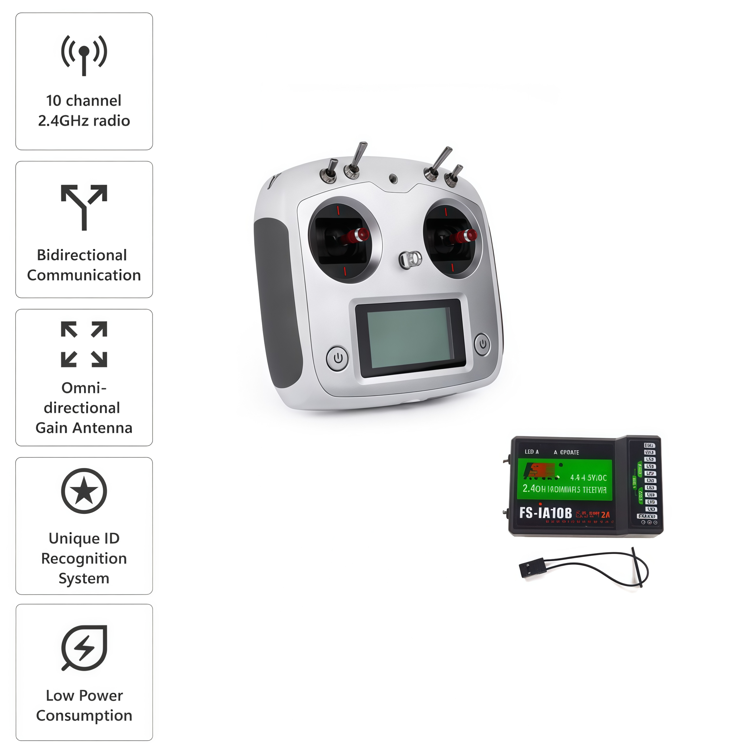 Flysky FS-i6S 2.4GHz 10CH AFHDS 2A RC Transmitter With FS-iA10B 10CH Receiver - Image 5