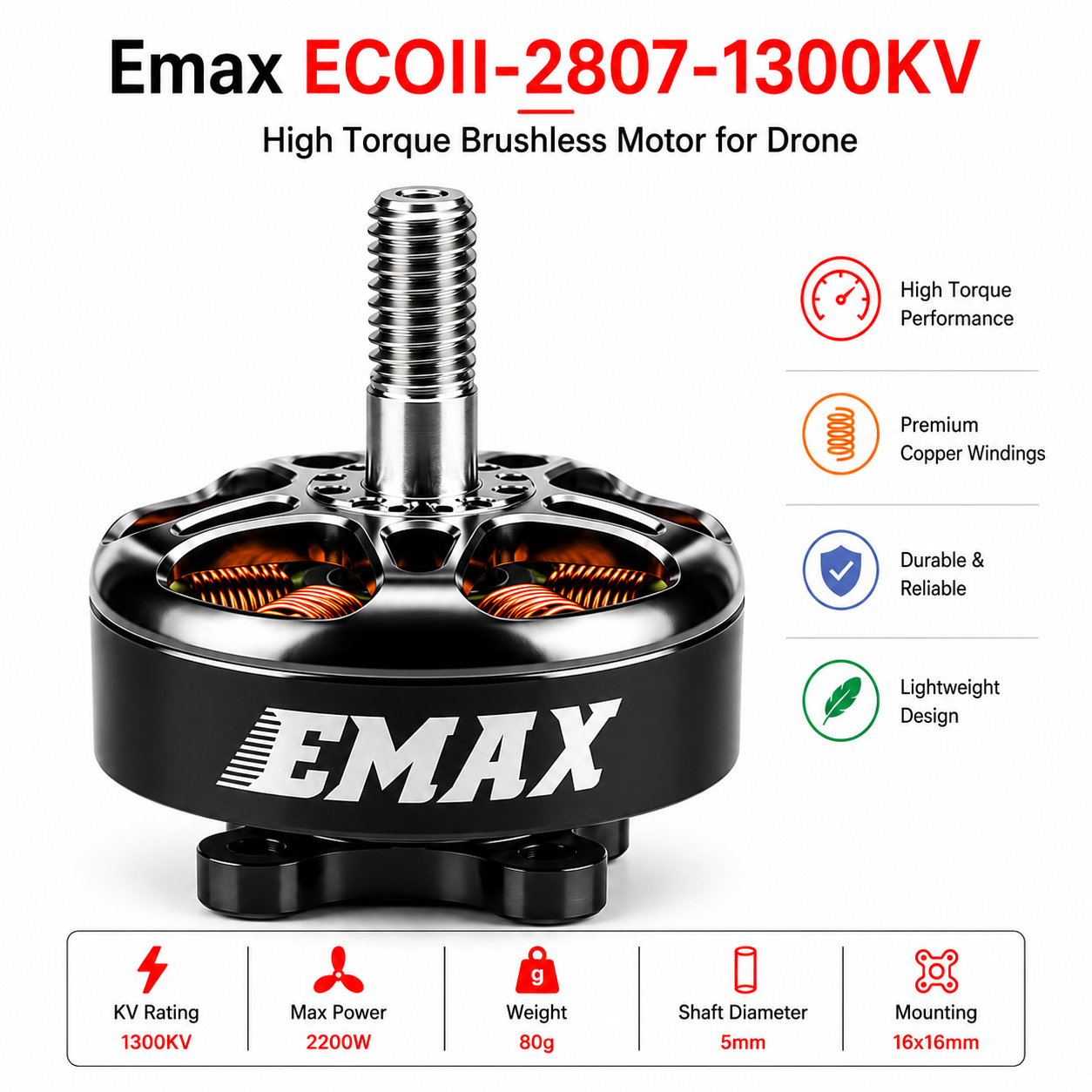 Emax ECOII-2807-1300KV Brushless Motor