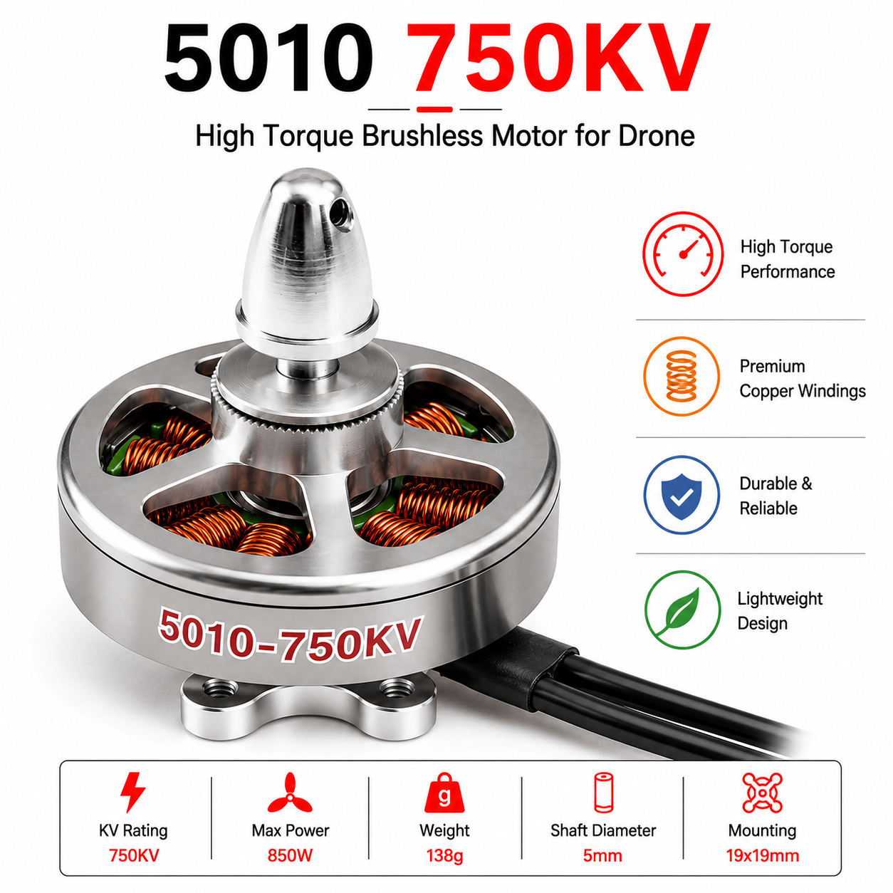 5010 750KV High Torque Brushless Motor for Drone