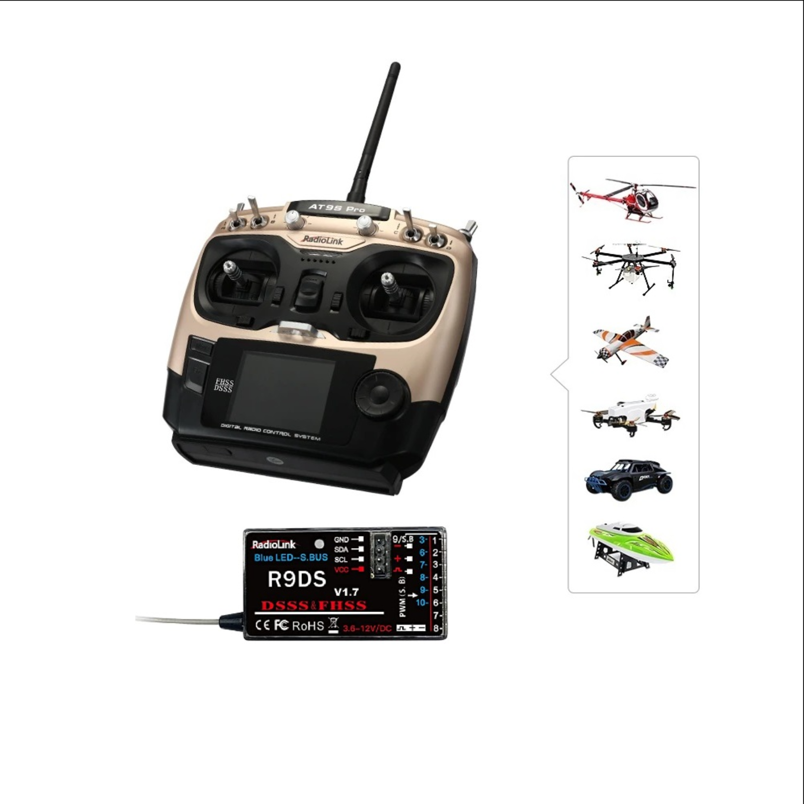 Radiolink AT9S Pro 2.4GHz 12CH RC Drone Remote with R9DS Receiver - Image 7