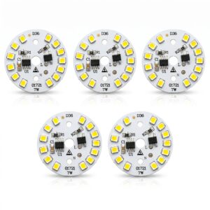 LED DOB Module, 7W, Cool White Colour, 220V AC, Round PCB Board - Pack of 5