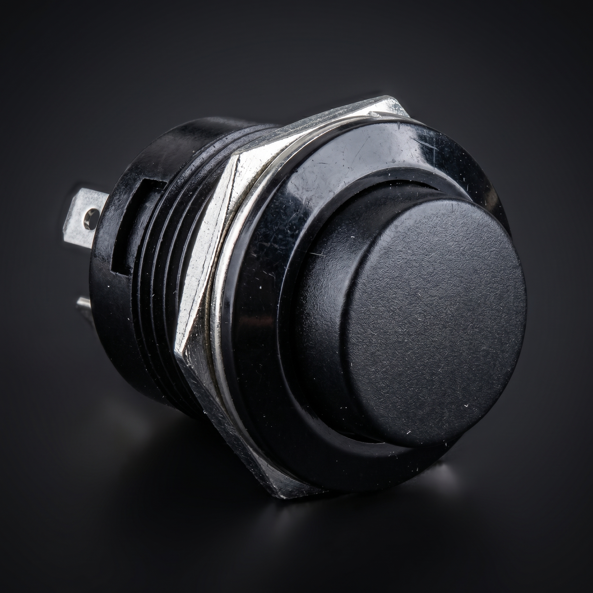 Black R13-507 16MM 2PIN Momentary Self-Reset Round Cap Push Button Switch - Image 2